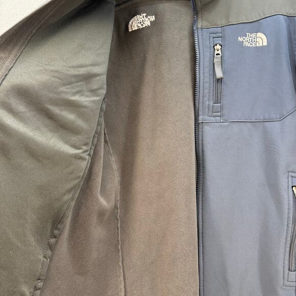 The North Face Soft Shell Jacket Boys L Grey Blue Full Zip Color Block Outdoor - Picture 3 of 12